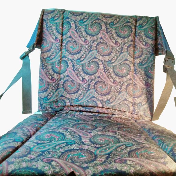 Bradley Designs Chair Portable Soft Stadium Camp Blue Paisley Adjustable Straps - Picture 2 of 11